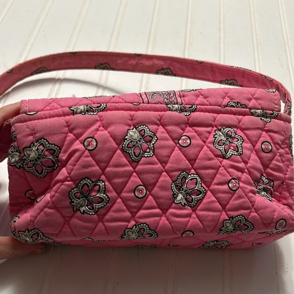 Vera Bradley Flamago Pink Small Flap Front Purse Shoulder Bag Cotton Quilted - Picture 4 of 4
